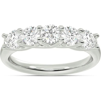 Five Stone Lab Grown Diamond Ring, 14K White Gold