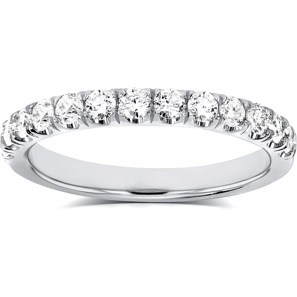 Flame French Pave Lab Grown Diamond Comfort Fit Womens Wedding Band 1/2 CTW 14k White Gold (DEF/VS) - Future Jewelry