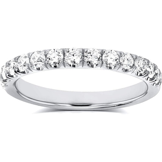 Flame French Pave Lab Grown Diamond Comfort Fit Womens Wedding Band 1/2 CTW 14k White Gold (DEF/VS) - Future Jewelry