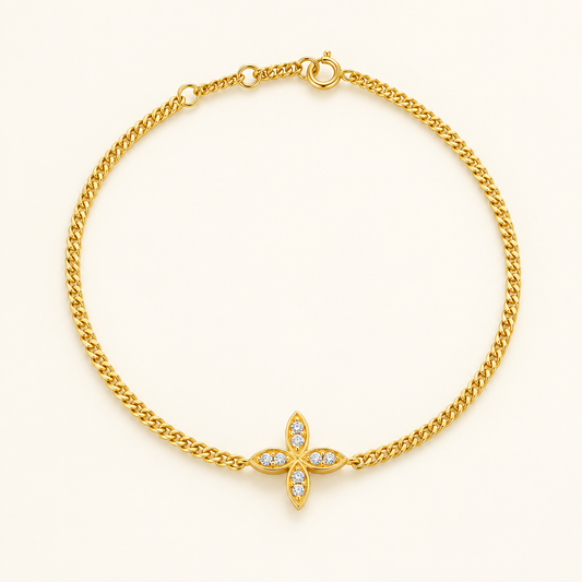 Four Leaf Clover Lab Grown Diamond Bracelet in 18K Yellow Gold - Future Jewelry