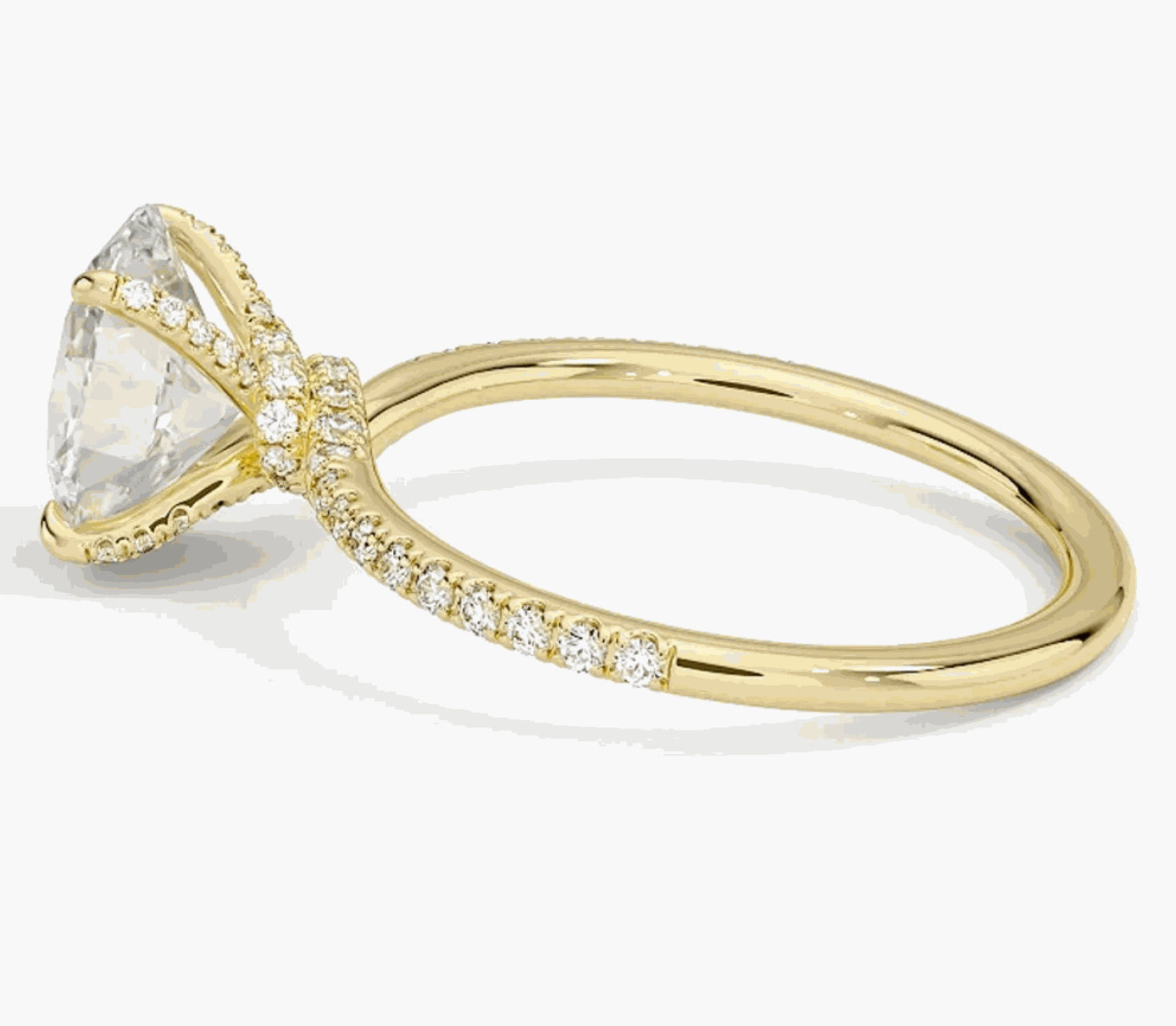 3 Carat Oval Cut Lab-Created Diamond Solitaire Engagement Ring with Side Stones in 14k Yellow Gold