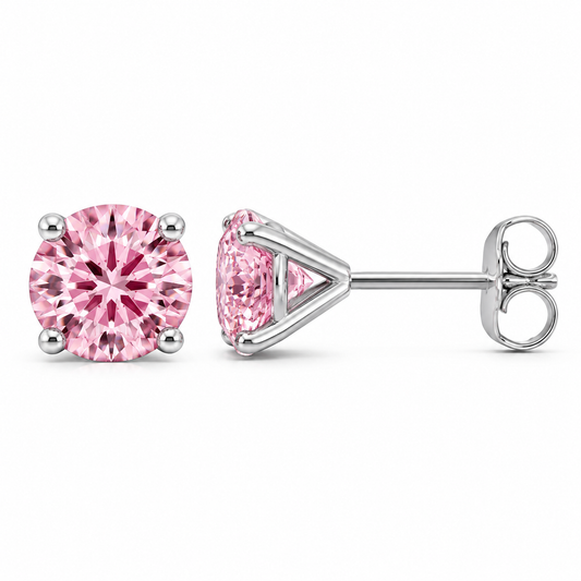 1 to 5 carat lab-grown diamond stud earrings in a 4 prong setting