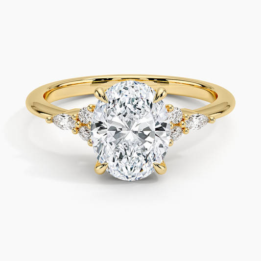 Future Jewelry 14k Yellow Gold 3 Carat Oval-Cut Diamond Engagement Ring