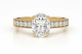 3 Carat Lab Grown Diamond Cathedral Engagement Ring, 14K Gold
