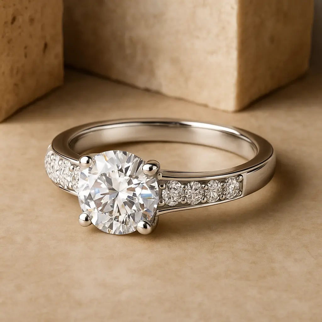 3 Carat Diamond Ring Cathedral 14k Gold Lab Diamond Engagement Ring Future Jewelry and Partners