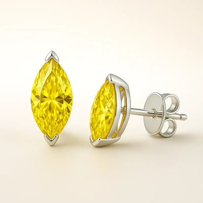Pear Yellow Lab Grown Diamond Earrings, 14K Gold