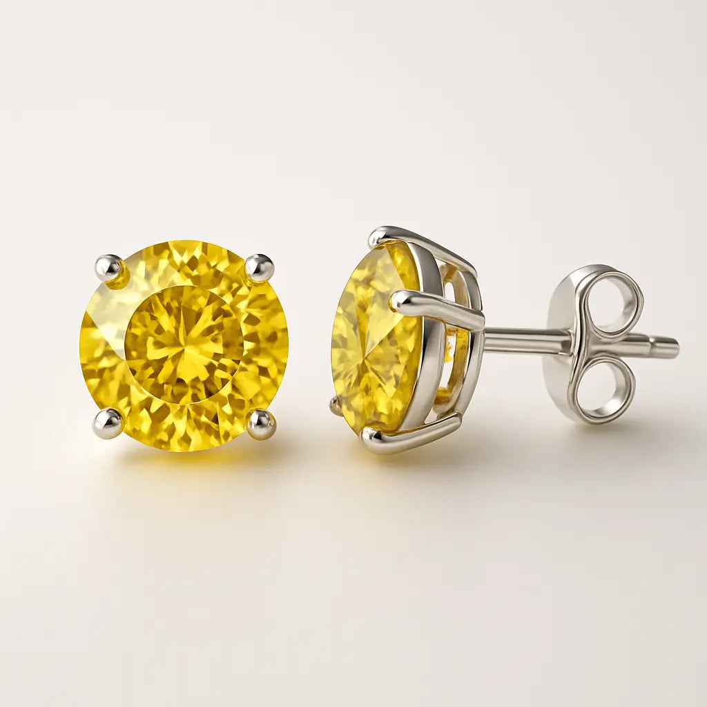 Pear Shaped Lab Yellow Diamond Earrings in 14K White Gold Future Jewelry