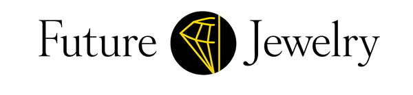 Logo of Future Jewelry with a black circle and yellow line design.
