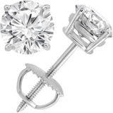 1 Carat Lab Grown Diamond Screw Back Stud Earrings, White Gold