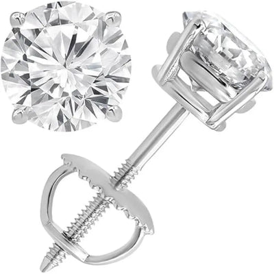 1 Carat Lab Grown Diamond Screw Back Stud Earrings, White Gold