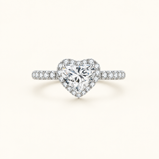 Heart Shape Lab Grown Diamond Ring in 18K White Gold - Future Jewelry