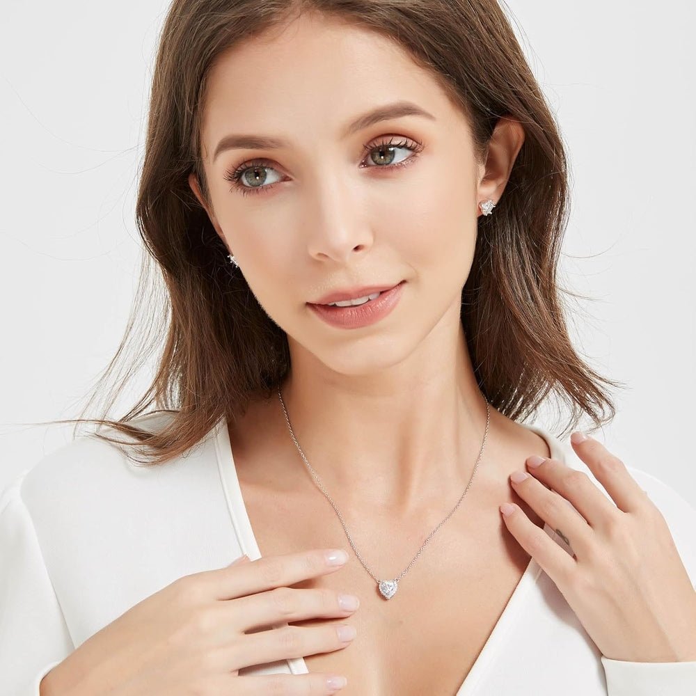 Heart Shaped Diamond Pendant Necklace Lab Created 1CT D Color Flawless 925 Sterling Silver Necklace Women Girls Love Valentine's Gift - Future Jewelry