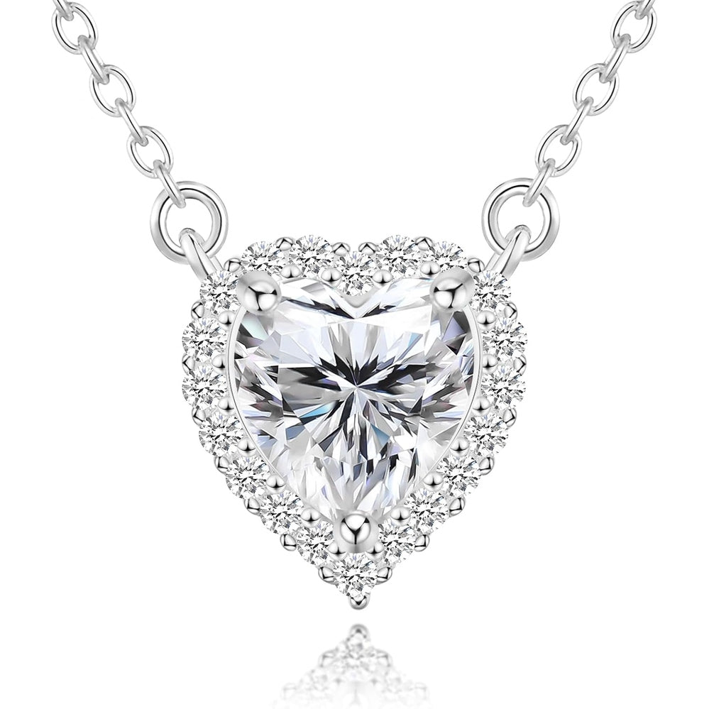 Heart Shaped Diamond Pendant Necklace Lab Created 1CT D Color Flawless 925 Sterling Silver Necklace Women Girls Love Valentine's Gift - Future Jewelry