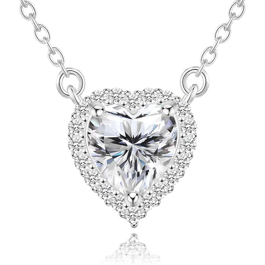 Heart Shaped Diamond Pendant Necklace Lab Created 1CT D Color Flawless 925 Sterling Silver Necklace Women Girls Love Valentine's Gift - Future Jewelry