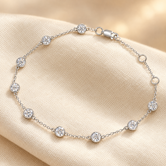 0.25–1.00 Carat Lab Grown Diamond Station Bracelet in 14K White Gold - Future Jewelry