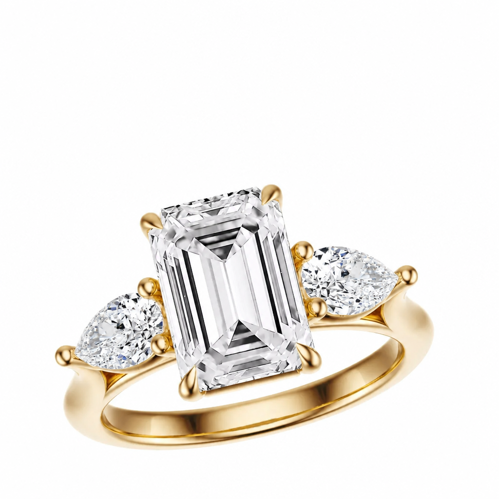 3.50 Carat Emerald Cut Lab Grown Diamond Engagement Ring in 14K Yellow Gold - Future Jewelry