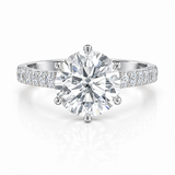 3.35 Carat Round Lab Grown Diamond Engagement Ring, 14K Gold