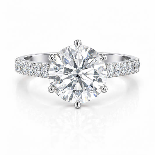 3.35 Carat Round Cut Lab Grown Diamond Engagement Ring in 14K White Gold - Future Jewelry