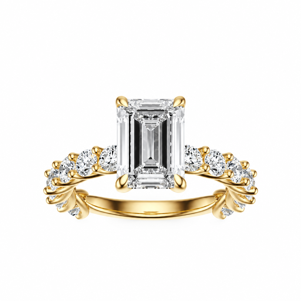 2.50 Carat Emerald Cut Lab Grown Diamond Engagement Ring in 14K Yellow Gold - Future Jewelry