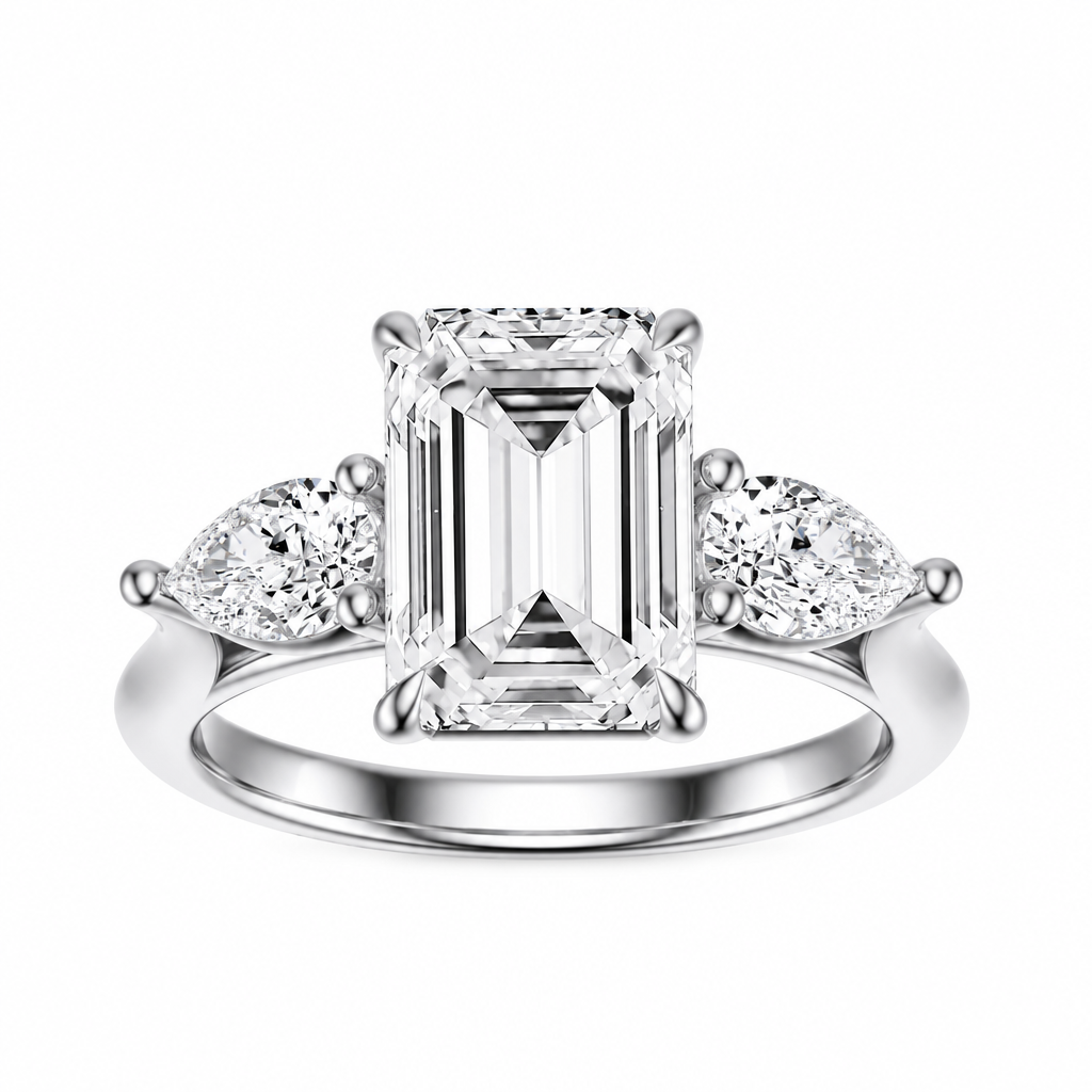 3.50 Carat Emerald Cut Lab Grown Diamond Engagement Ring in 14K White Gold - Future Jewelry