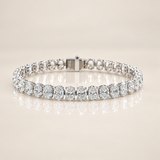 8 Carat Oval Lab Grown Diamond Tennis Bracelet, 14K White Gold