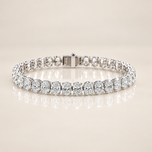 8 Carat Oval Cut Lab Grown Diamond Tennis Bracelet in 14K White Gold - Future Jewelry