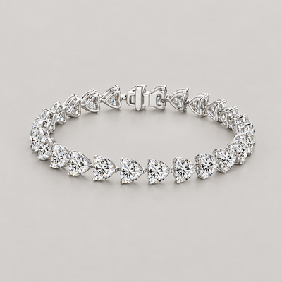 The Celeste Bracelet, Heart Lab Grown Diamond Tennis Bracelet, 18K White Gold