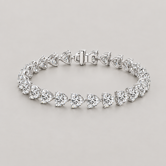 The Celeste Bracelet Heart Cut Lab Grown Diamond Tennis Chain in 18K White Gold - Future Jewelry