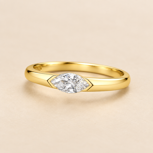 18K Yellow Gold Marquise Cut Lab Grown Diamond Engagement Ring in 18K yellow gold - Future Jewelry