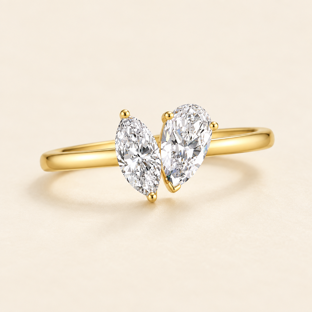 18K Yellow Gold Pear and Marquise Cut Lab Grown Diamond Eternity Ring in 18K yellow gold - Future Jewelry
