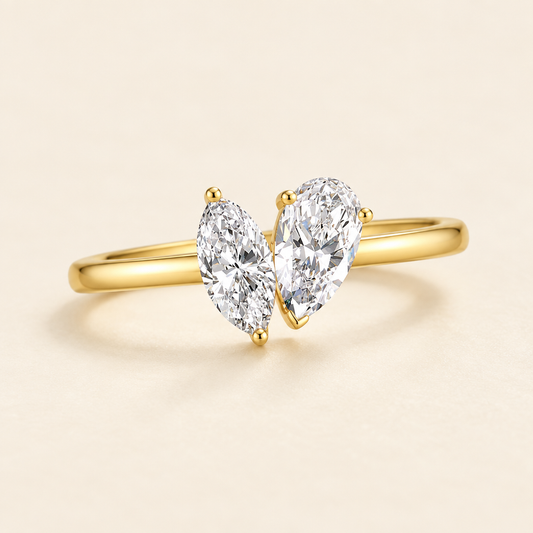 18K Yellow Gold Pear and Marquise Cut Lab Grown Diamond Eternity Ring in 18K yellow gold - Future Jewelry