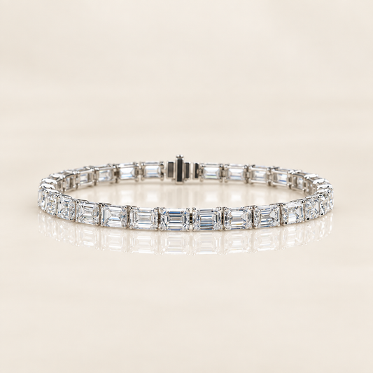 18K Gold Emerald Cut Lab Grown Diamond Tennis Chain in 18K white gold - Future Jewelry