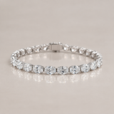 Oval Lab Grown Diamond Tennis Chain Bracelet, 14K White Gold