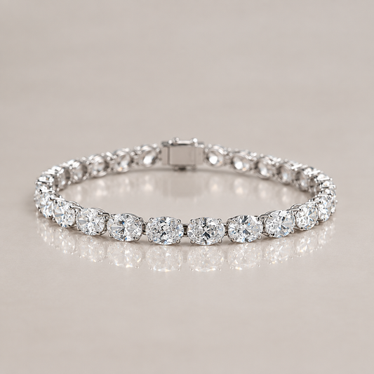 14K White Gold Oval Cut Lab Grown Diamond Tennis Chain in 14K white gold - Future Jewelry