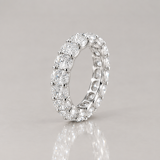 White Gold Oval Cut Lab Grown Diamond Eternity Ring for Women in white gold - Future Jewelry