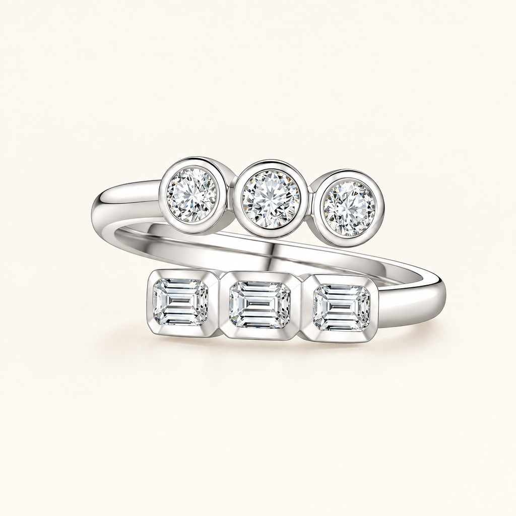 14K & 18K White Gold Emerald Cut Lab Grown Diamond Engagement Ring in white gold - Future Jewelry