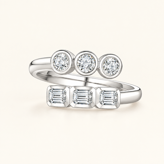 14K & 18K White Gold Emerald Cut Lab Grown Diamond Engagement Ring in white gold - Future Jewelry