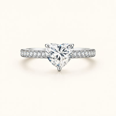 Heart Lab Grown Diamond Engagement Ring, White Gold