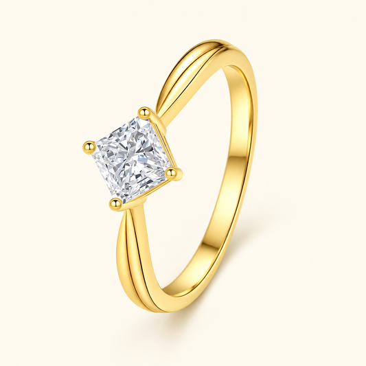 14K Yellow Gold Princess Cut Lab Grown Diamond Engagement Ring in yellow gold - Future Jewelry