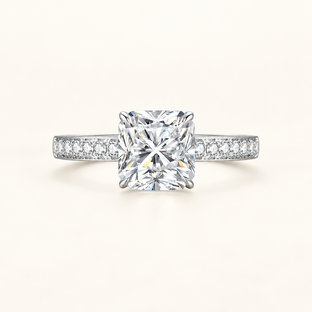 Cushion Cut Lab Grown Diamond Engagement Ring in 18K White Gold in white gold - Future Jewelry