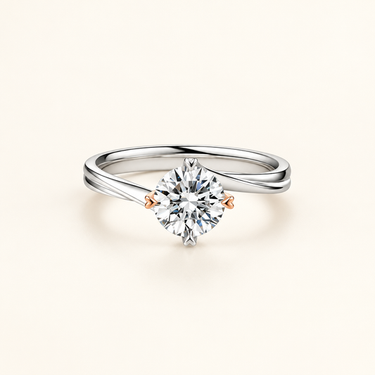 Diamond Engagement Ring for Women in 18K Gold in white and rose gold - Future Jewelry