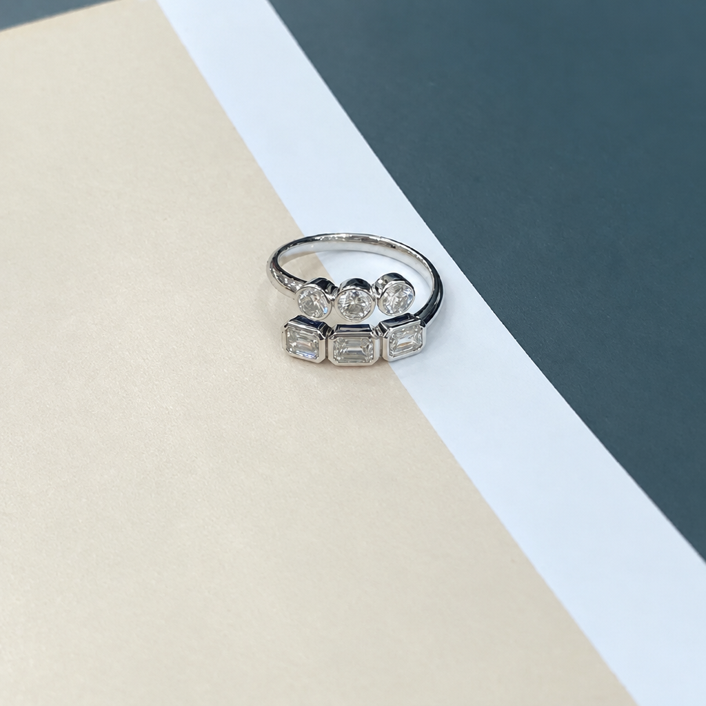 14K & 18K White Gold Emerald Cut Lab Grown Diamond Engagement Ring in white gold detail - Future Jewelry