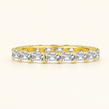 Emerald Cut Lab Grown Diamond Eternity Ring, 18K Yellow Gold