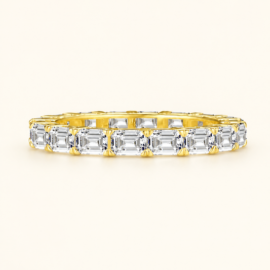 Emerald Cut Lab Grown Diamond Eternity Ring in 18K Yellow Gold - Future Jewelry