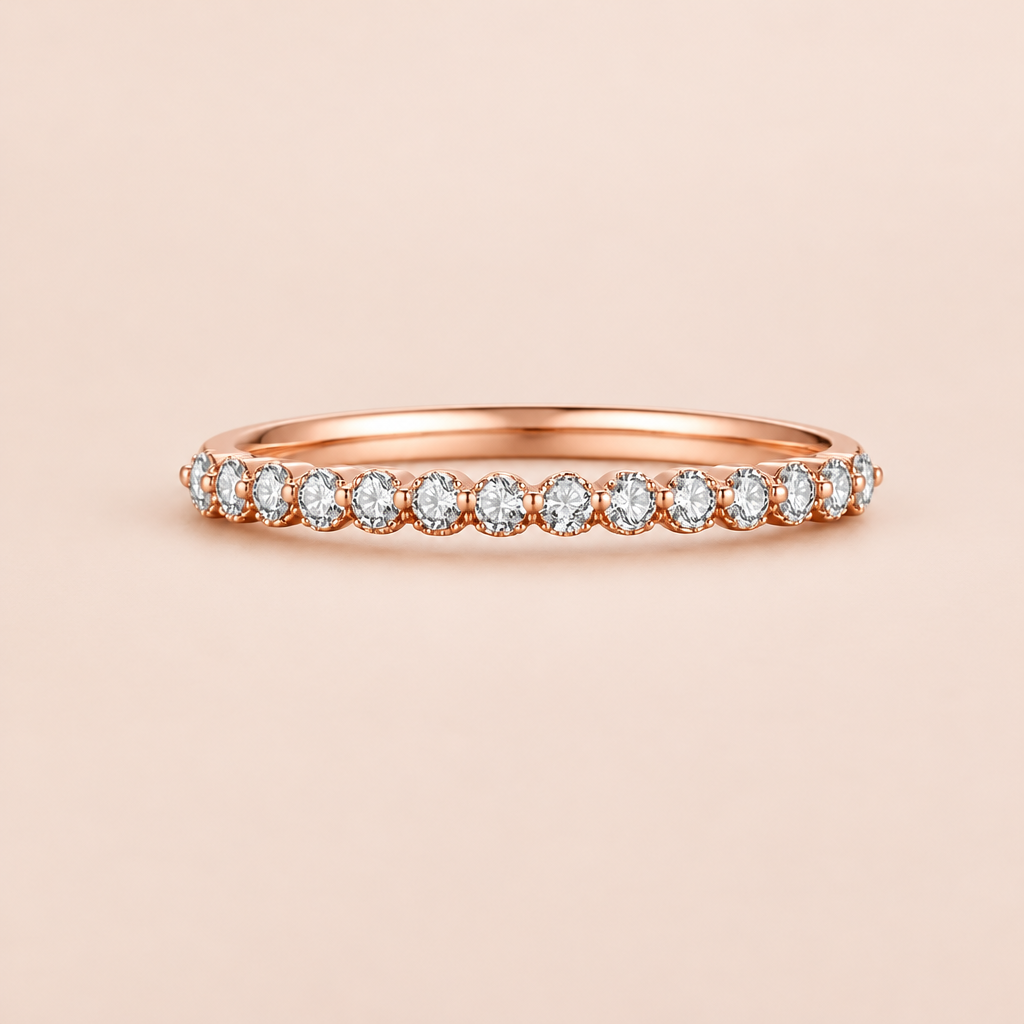 18K Rose Gold Classic Eternity Ring with Round Lab Grown Diamonds in 18K Rose Gold - Future Jewelry