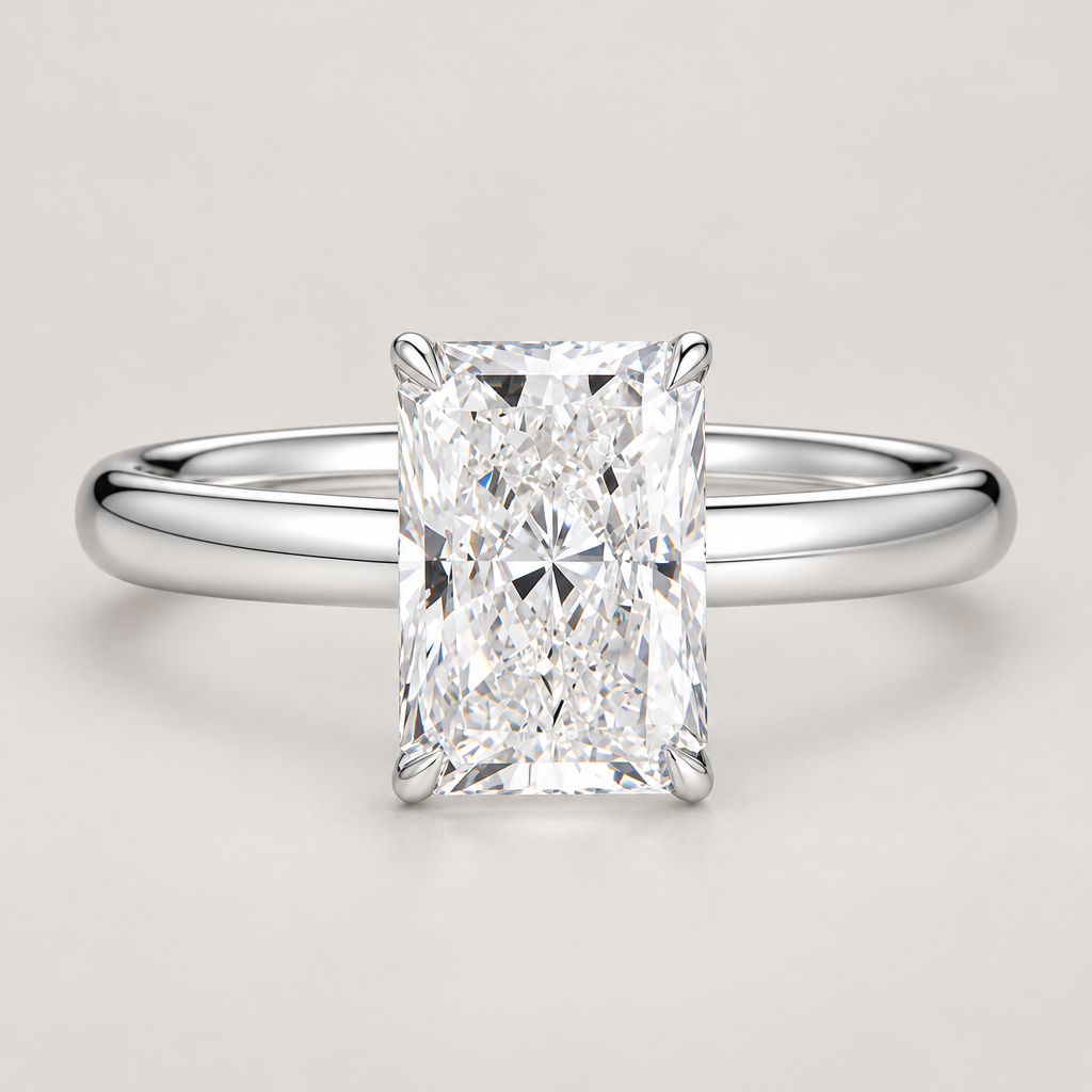 Diamond Engagement Ring in 18K White Gold with Radiant Cut - Future Jewelry