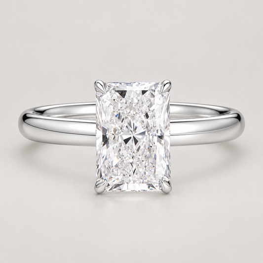 Diamond Engagement Ring in 18K White Gold with Radiant Cut - Future Jewelry