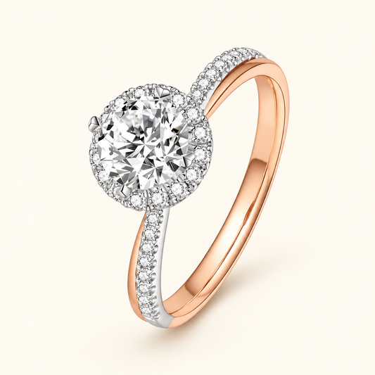 Lab Grown Diamond Engagement Ring in 18K Rose and White Gold - Future Jewelry
