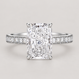 3 Carat Radiant Cut Diamond Engagement Ring, 18K White Gold