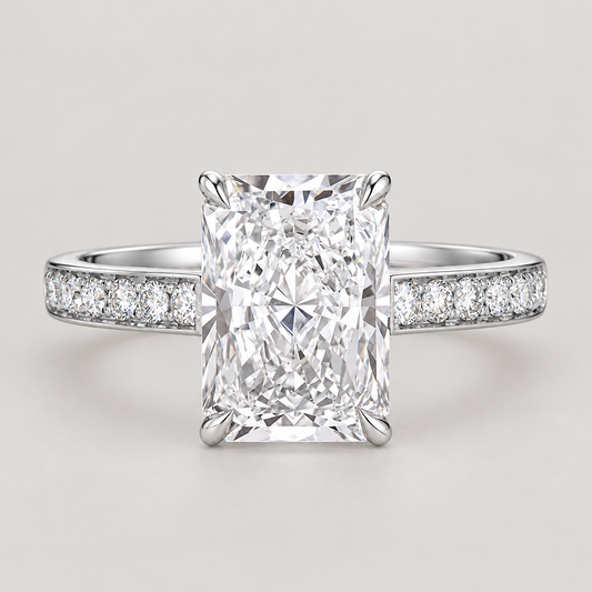 3 carat Radiant Cut Diamond Engagement Ring in 18K White Gold - Future Jewelry